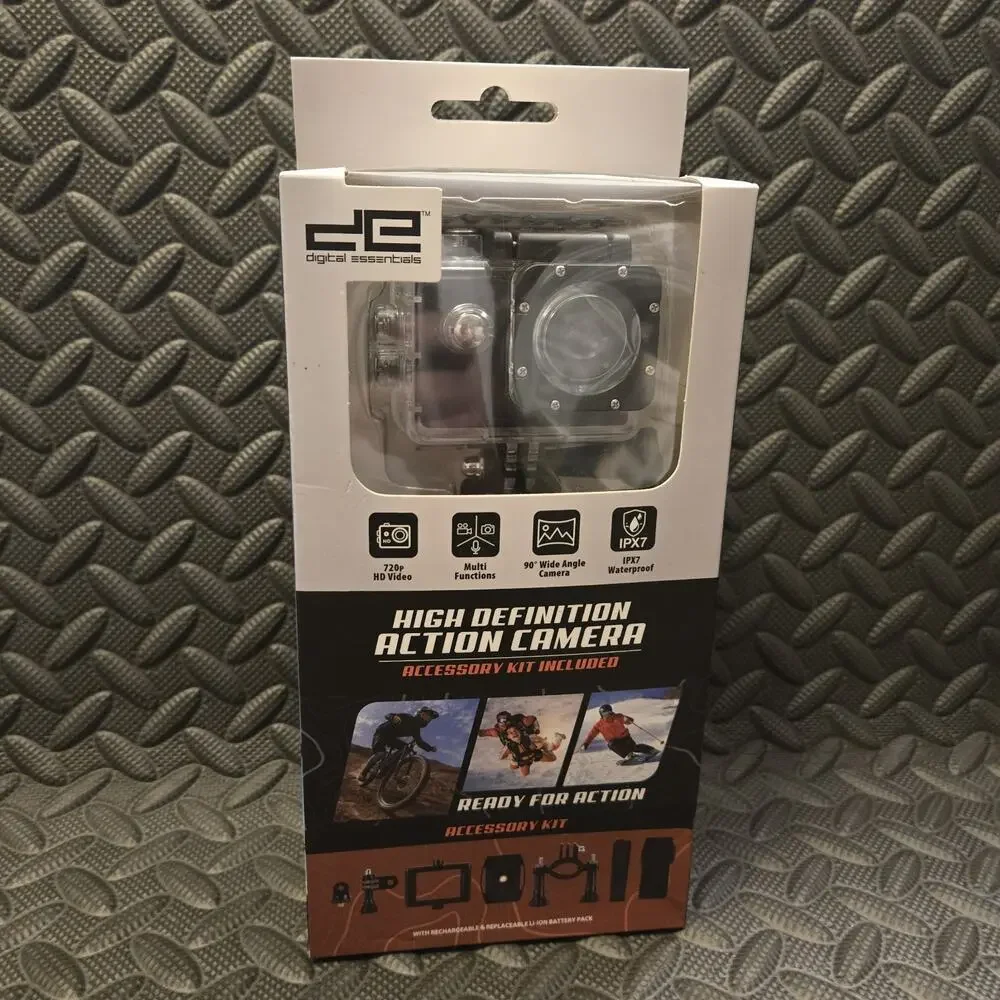 Digital Essentials HD Action Camera w/ Waterproof Case & Accessory Kit New